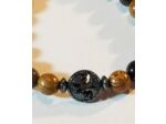 Perles en bois zébré, obsidienne, hématite, arbre de vie, ajustable
