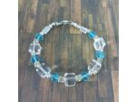 Bracelet en perles de cristal blanc/bleu/argenté