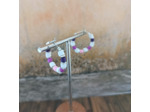 Anneaux Heishi rose/violet/blanc/argenté
