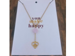 Pendentif trèfle rose et arbre de vie dans cœur acier inox doré