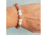 Bracelet ajustable pierre de lune / cristal de roche craquelé