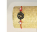 Bracelet élastique argenté arbre de vie/rouge/œil porte bonheur