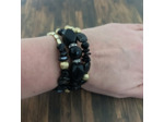 Bracelet multi-rangs noir/marron/doré