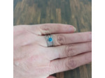 Bagues en acier Inox avec pierre naturelle Argenté-bleu