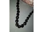 Collier obsidienne oeil céleste perles plates 45cm