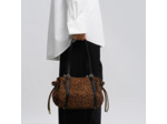 Lancaster Velvet Emma Sac Porté Epaule 518-096 Aspect Suédine Camel Léopard