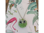 Pendentif avec bouton pression hibou vert