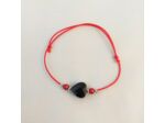Bracelet élastique argenté/rouge/cœur facetté noir