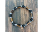 Bracelet homme agate noire/œil de tigre/hématite