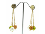 Boucles d'oreilles chaînes 3 perles en verre – Salvia