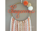 Attrape rêves prénom personnalisable Corail Or et Blanc