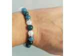 Bracelet ajustable apatite bleu / cristal de roche craquelé