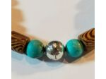 Perles en bois zébré & turquoise, ajustable