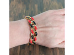 Bracelet gros maillons doré/rouge/noir émaillé