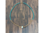 Tour de cou turquoise-doré ou turquoise-argenté œil
