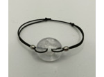 Bracelet élastique donuts opale blanc/argenté