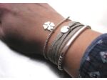 Bracelet tube carré et perles en argent 925
