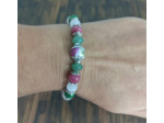 Bracelet en perles naturelles et 1 perles céramique, argenté