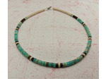 Collier homme ou femme pierres naturelles bleu cyan/œil de tigre/greige