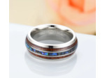 Bague en titane pour hommes, rainure de 8mm en bois hawaïen et coquille d'ormeau
