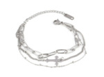 Bracelet triple chaîne croix en acier inox