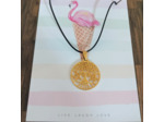 Collier arbre de vie doré sur cordon noir