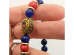 Bracelet lapis lazuli/jade rouge, perle tibétaine
