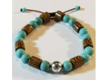 Perles en bois zébré & turquoise, ajustable