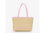 Valentino Maiam Sac Shopping Avec Pochette Amovible Effet Paille Nat/Rosa