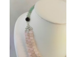 Collier triple aventurine/quartz rose/obsidienne/turquoise africaine