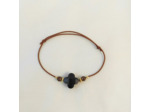 Bracelet élastique marron/doré/trèfle facetté noir