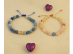 Bracelet couple agate bleu et orange givrée