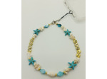 Bijou de portable turquoise/blanc/doré "GOOD VIBES"