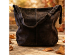 Mila Louise Maeli V Sac Besace En Cuir Effet Velours Brun Dark