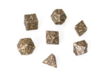 Lot 7 dés métal 16mm (boite métal) - Interlace Gold