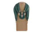 Foulard coton vert pendentif vert