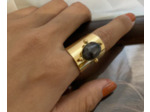 Bague large en acier inoxydable couleur or, labradorite