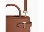 Le Tanneur Emilie Petit Sac A Main Avec Surpiqûres Cuir Grainé Acajou
