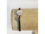 Bracelet élastique argenté/noir/blanc nacré