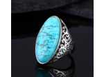Bague ovale turquoise en argent