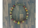 Bracelet œil de chat/agate orange/jaspe rouge et bronze