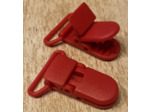 Pince bretelle plastique rouge sucette, bretelle