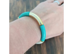 Bracelet tube turquoise blanc doré 32mm