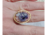 Bague résine ovale doré fleur rose/violet #10