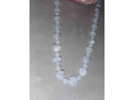 Collier Calcedoine bleue qualité extra perles et coeurs 45cm