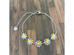 Bracelets en acier inox fleurs multicolore