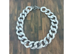 Collier gros maillons argenté/martelet
