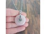 Pendentif quartz rose arbre de vie argenté