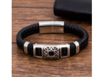 Bracelet en cuir véritable noir 2