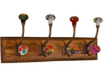 Geko Crochets en céramique motif floral mexicain sur base en bois pour décoration de la maison